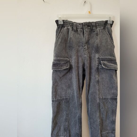 Simple Society Baggy Cargo Jeans High Waist Gray Denim Y2K 90s Skater Grunge 29 - Picture 2 of 9